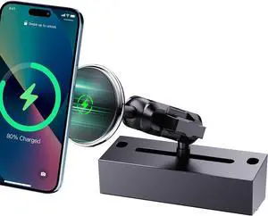 Upgraded Wireless Charger with Phone Mount for 2019+ Ram Truck, Dash Magnetic Mount Cell Phone Holder Compatible with 2019+ Dodge RAM 1500/2500/3500 & TRX, 360° Rotation Stand Fit for All Phones