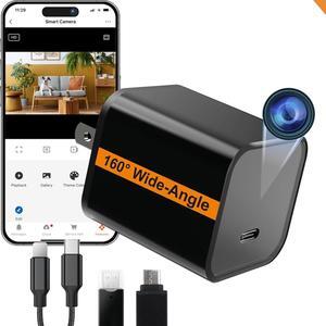 WiFi Smart Camera Charger - Remote View - 2.4G/5G WiFi - Premium HD 1080P - Best Mini Camera for Pets Nanny - Real Time Monitoring - Wide-Angle 160° - iOS Android