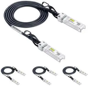 SFP+ DAC Twinax Cable, 10G SFP+ to SFP+ Direct Attach Copper Patch Passive Cable for Cisco SFP-H10GB-CU1.5M, Meraki MA-CBL-TA-1.5M, Ubiquiti UniF, D-Link, Netgear, 1.5-Meter(5ft), 4-Pack