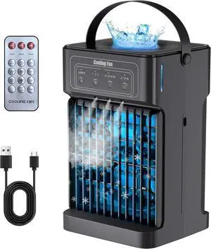 Portable Air Conditioners, 2025 Upgraded 4-IN-1 Portable AC Unit with 3 Cool Mist &Speeds, 7 Night Light & 2-8H Timer Evaporative Air Cooler,Personal Mini Air Conditioner for Bedroom, Camping, Office