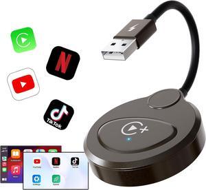 Wireless Carplay Adapter Built in YouTube Netflix,Carplay Wireless Magic Box for Wired CarPlay to Wireless Support YouTube Netflix Tiktok Video Play,Easy Plug and Play_Golden