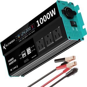 Power Inverters 1000W 12V DC to 110V AC Converter for Vehicles USB-C/PD 25W Fast Charging Ports Car Charger Adapter with a Cigarette Lighter Ports Plug Outlet (Modified sine wave-1000W)