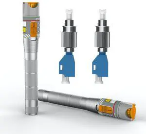 2PCS Visual Fault Locator 50KM with FC/LC Adapter Kit, Fiber Optic VFL Include Single Mode 9/125um FC Male to LC Female Connector, Fiber Light Pen for CATV Telecommunications Engineering Maintenance
