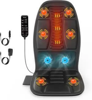 Back Massage Chair Pad, Deep Tissue Vibration Seat Massage Cushion, 2 Levels Cooling or Heat Back Massage for Muscle Fatigue Stress Relief