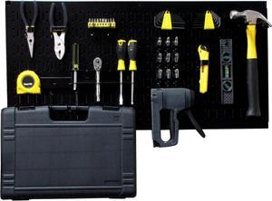 Wall Control Modular Pegboard Tool Organizer System - Wall-Mounted Metal Peg Board Tool Storage Unit for Wall Storage Tiling (Black Pegboard)