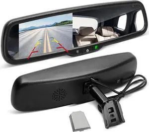 LCD Rearview Mirror Screen OEM Look for Ford F150/250/350 2004-2015, Toyota Tacoma Corolla 2008-2014, Jeep Wrangler 2007-2018 Rear View Mirror Monitor Display with RCA for Backup Camera