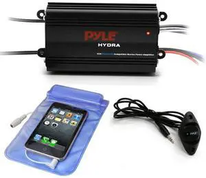 200W RMS 4-Channel Marine Amplifier - Bluetooth Wireless Audio Streaming - Waterproof - Full Range Stereo w/ RCA - High Crossover HD Music - Multi-Channel System - Compact & Powerful - PLMRMB4CB