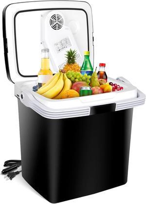 Mini Fridge Electric Cooler and Warmer for Car- 12V DC Car Refrigerator with Automatic Locking Handle, 28 Quart Portable Car Fridge for Travel and Camping