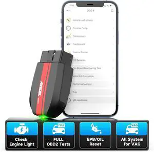 ANCEL BD500 Bluetooth Diagnostic Scan Tool for VW Audi Seat Skoda Diagnosis, Full Systems Volkswagen OBD2 Scanner Vag Car Code Reader with Battery Check EPB Reset for iPhone, iPad & Android