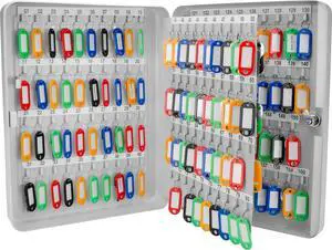 Key Lock Key Cabinet Lock Box with Numbered Hooks and Tags - 160 Position - Color Tags