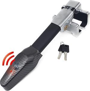 KR830 Steering Wheel Lock with Alarm, 120db, Heavy Duty Anti-Theft Car Device, Easy to Use Bar Lock Car Theft Prevention Universal Fit for Vehicle Truck Van SUV Car Security with 2 Keys Black