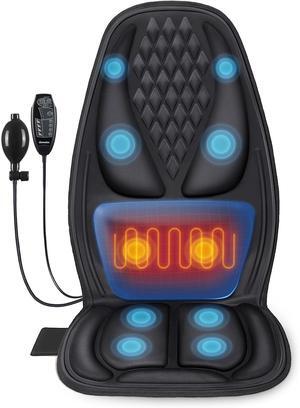 Back Massager with Heat, Massage Seat Cushion with 3D Lumbar Traction, 10 Vibrating Motors Massager Chair Pad for Full Body Pain Relief, and Home Use