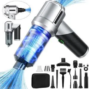 Car Vacuum Portable Cordless with 18000PA Super Suction, 4 in 1 Portable Air Blower/Car Vacuum 90°Foldable Handheld Rechargeable Brushless Motor for Home, PC