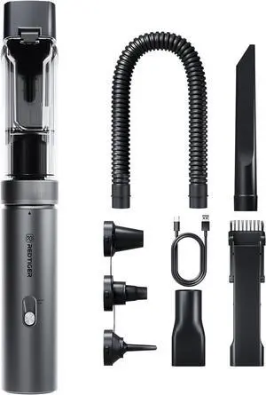 Car Vacuum Cordless, 21000PA Portable Handheld Vacuum Up to 70 Mins Runtime, 3.5H USB-C Fast Charge, Lightweight 4 in1 Mini Hand Held Cleaner Power for Car Home Outdoor Camp Pet Food Black