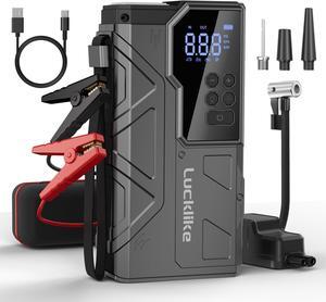 Jump Starter with Air Compressor, 4000A Portable Car Battery Jumper Starter Pack for 10L Gas and 8L Diesel, Tire Inflator with Presssure Detection, 12V Jump Box with 3 Modes Flashlight