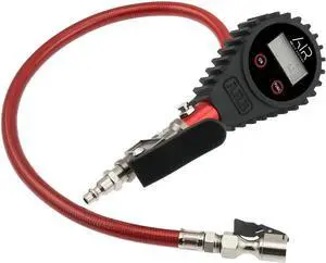 ARB601 Digital Tire Pressure Gauge with Braided Hose and Chuck, Inflator and Deflator 25-75 PSI Readings