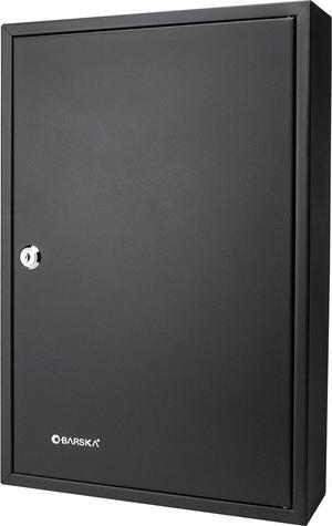 Barska 64 Position Key Lock Box  Steel Key Cabinet with Numbered Hooks, Key Log Sheet, Colored Tags, Index Chart, Labeled Shelves