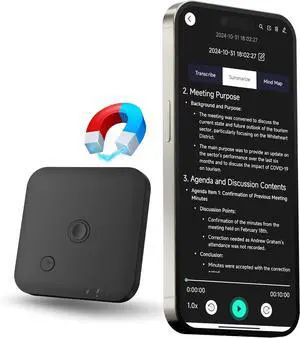 Voice Recorder with APP for AI Voice-to-Text Transcription, GPT-4o Summary, Mind Mapping, 64GB Storage, and a Magnetic Design, Dictaphone for Calls, Lectures, and Meetings, by FoCase Rec