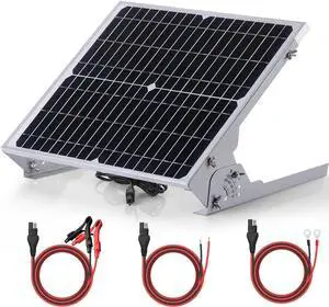 20W 12V Solar Battery Charger Maintainer, Built-in Smart MPPT Charge Controller, Adjustable Mount Bracket, Waterproof 20 Watt Solar Panel Kits for Car Automotive Boat Marine RV Trailer
