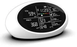 12-in-1 Air Quality Monitor Indoor, Portable Monitor, for CO2, PM1.0, PM2.5, HCHO, TVOC and Others, Tester Home, Hotel, Office, Car, Battery Powered (White) White -