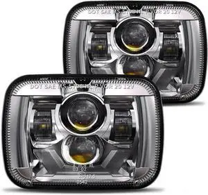 New 180W 1000% Bright H6054 5x7 7x6 Led Headlights Compatible with Jeep Cherokee XJ Wrangler YJ Emark DOT Anti-glare Turn Signal Hi/Low Sealed Beam Ford Chevy GMC Toyota Nissan van pickup etc