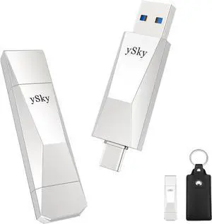 1TB USB 3.2 SSD Solid State Flash Drive,500MB/s High Speed USB C+ USB A 3.2 Gen2 USB Thumb Drive,2in1 USB C Drive Stick for USB-C iPad/Android Phone,Laptop,Mac,Tablet with Keychain Leather case