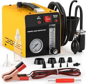 Smoke Machine Automotive Leak Detector with Built-in Air Pump, Pressure Gauge, Flow Meter, Professional Vehicle Diagnostic Tool for Leaks Test in Vacuum,Fuel,EVAP & All Cars System(Oil Excluded)