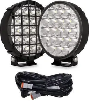 6-Inch Round LED Offroad Light 2pcs 210W 32000LM Super Bright Spot Driving Light With Wiring Harness Waterproof IP68 12V 24V for Pickup Trucks UTV SUV