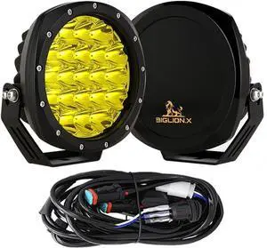 7Inch Round LED Amber Driving Offroad Lights 2PCS 210W 32000LM Amber Off road Lights LED Off Road Light Round Waterproof IP68 IP69K 12V 24V for Pickup Trucks SUV ATV UTV 4x4