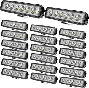 Slim LED Light Bar,20pcs 7 Inch Small Golf Cart Lights 18W 14000LM Single Row Led Pods Super Bright Waterproof Driving/Offroad Flood Lights for Truck SUV ATV RZR RC RV Lawn Mower E-Bike