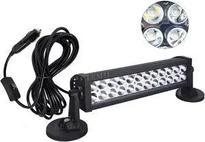 Led Light Bar 13 inch 72W Magnetic Light Bar Cigarette Lighter Plug Spot Beam Work Light Fog Light Spotlight 12V Light 24V Boat Truck Pickup SUV ATV UTV - 16.5 feet Cable, 180W 4D
