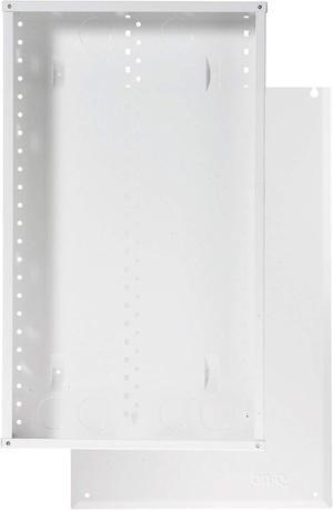 28 Inch Cable Management, In-Wall 20-Gauge Media Box, Structured Wiring Enclosure with 2.5 Inch Openings for Wires, Includes Cover Mounting Hardware, White, EN2800