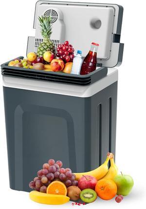 Electric Cooler and Warmer with Handle27 Quart (25 L) Portable Thermoelectric Fridge Car Fridge Cooler with 12V DC & 110 AC for Camping, Travel & Picnics,Grey