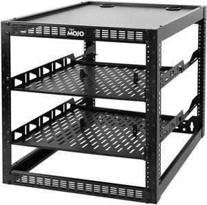 12U Open Frame Network Rack for IT & AV Gear, AV Rack Floor Standing or Wall Mounted,with 2 PCS 1U Rack Shelves & Mounting Hardware,Network Rack for 19" Networking,Audio and Video Device