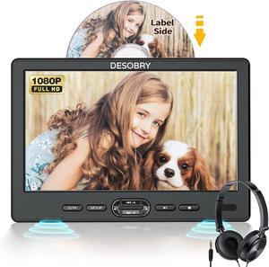 Car DVD Player with Headrest Mount, Portable DVD Player for Car with Headphone, Suction-Type Disc in,Support 1080P Video,HDMI Input,USB/SD Card Reader,AV in/Out,Last Memory&Region Free