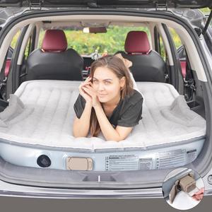 SUV Air Mattress with Built-in Electric Pump - Thickened and Flocked Car Bed Mattress for Travel and Camping - 660lb Weight Capacity - Grey