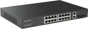 16 Port Full Gigabit PoE Switch with 2 *Gigabit SFP Ports & RJ45 Ports, Unmanaged Plug and Play, High Power Total Budget 300W, 802.3af/at Compliant, Fanless & Slience, Metal Housing, Rack Mount