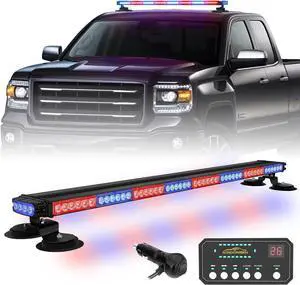 37 inch 104 LED Roof Top Police Lights Red Blue Magnetic Police Light Bar Emergency Strobe Lights Warning Hazard Flashing Safety Traffic Advisor for Law Enforcement Vehicles Truck Pickup SUV