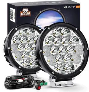 2PCS 7Inch 85W LED Driving Light 10200LM IP68 Spot Flood Combo Round Built-in EMC Offroad Lights with 14AWG DT Connector Wiring Harness Kit for Truck ATV UTV SUV
