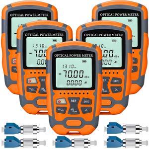 5-Pack Fiber Optic Tester - Portable Fiber Light Power Meter with Universal FC/SC/ST Interface, Built-in 10Km Visual Fault Locator (OPM&VFL) and 5pc FC to LC Adapter