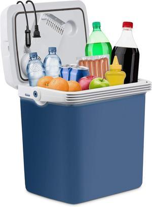 Electric Cooler & Warmer with Handle |27 Quart (25 L) Portable Thermoelectric Fridge For vehicles & Trucks| 110V AC Home Power Cord & 12V Car Adapter for Camping, Travel & Picnics