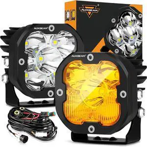 3 inch LED Pods, Amber Fog Light Pods Cube, XP-Ultra Series 80W 9600LM Offroad Driving Lights Spot Flood Combo Amber Ditch Lights LED Auxiliary Work Lights for Jeep Truck ATV UTV Car, Pair