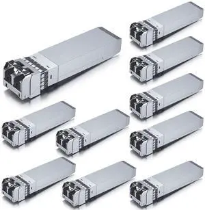 10GBase-SR SFP+ LC Transceiver, 10G 850nm Multimode SFP Module, up to 300 Meters, for Cisco SFP-10G-SR, Meraki MA-SFP-10GB-SR, Ubiquiti UniFi UF-MM-10G, Fortinet, Mikrotik and More, Pack of 10