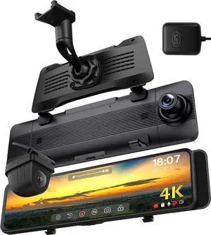 Mirror Dash Cam Front and Rear OEM Design 4K Resolution 11 Inch Full Touch Screen Rear View Mirror Camera for Cars 170° Wide Angle Type-C Dual Lens Included GPS AS5 Pro Standard