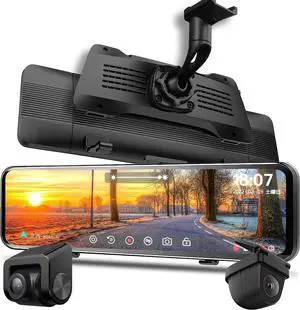 Mirror Dash Cam with Detached Front Camera OEM Design 11 Full Touch Screen Rear View Mirror Camera with 2K Rear Camera for Cars, HDR, Night Vision, Parking Assistance AS-J3