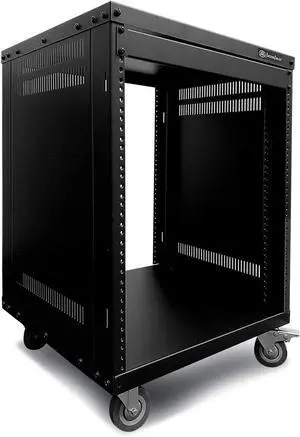 12U AV Rack Stand | 12 Space Component Cabinet | Removable Side Panels for Open-Frame | 550lb Capacity Four Post Network Server Case | 19-Inch Rack-mountable Cabinet (RK12U)