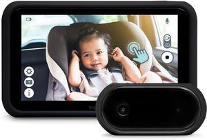 5 HD Touch Screen Baby Car Monitor  Hackproof, No WiFi Baby Camera for Car and Home  Rear-Facing Car Seat Monitor with Night Vision Headrest or Clamp Mount Baby Reminder Alert Black