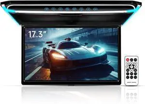17.3 Inch Car Overhead Flip Down Monitor Screen Capable of displaying 1080P Videos high Definition Digital TFT Wide Screen Comes with HDMI IR FM USB and SD Capabilities