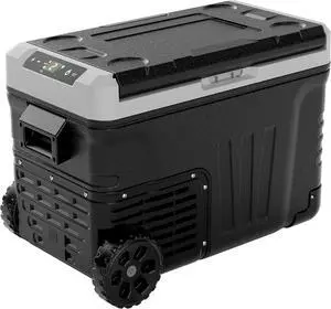 12 Volt Refrigerator, 37QT(35L) Electric Cooler, Portable Freezer 12V/24V DC 110-240V AC, 12V Fridge -4~68, 12V Cooler with Wheels & 2 Baskets for Travel, Truck, Boat, Camping