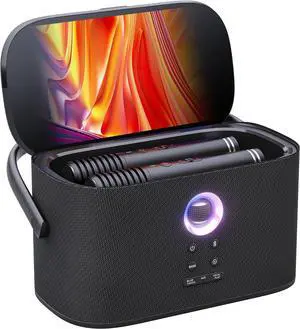 Portable Karaoke Machine for Adults, Built-in Lyrics Display and Screen, 2 Self-Charging Wireless Microphones, Karaoke App, 140W Speaker, Connects to TV for Home Party Birthday Outdoor Camping